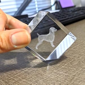 3d dog glass paperweight